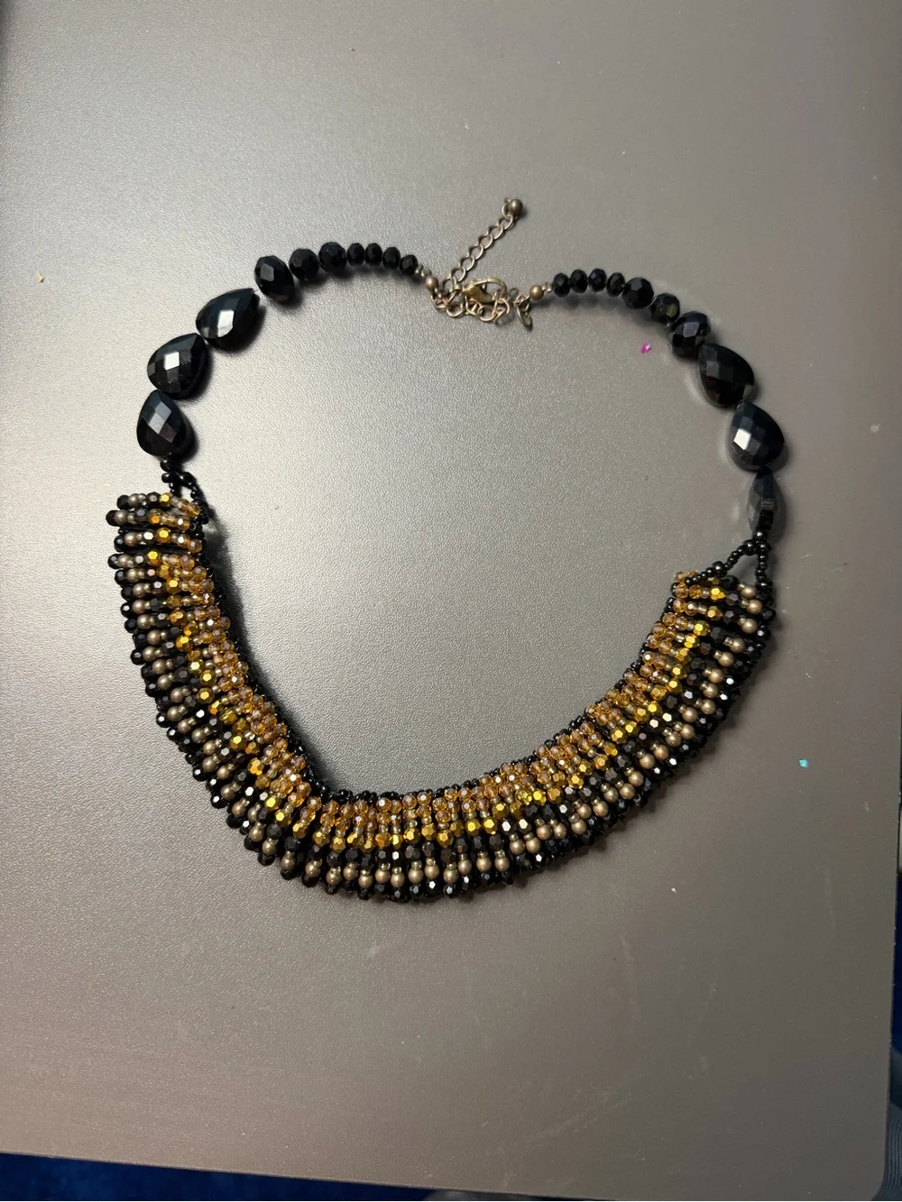 & Other Stories Black and Gold Multi-Strand Beaded Necklace